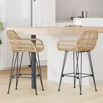 Baro Kėdė 2 pcs 55 x 52 x 92 cm Ratanas ir Geležis