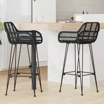 Baro Kėdė 2 pcs 55 x 52 x 105 cm Ratanas ir Geležis