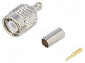 Plug | TNC | male | straight | 50Ω | crimped | for cable | delrin (POM)