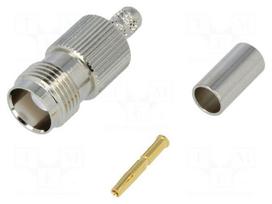 Plug | TNC | female | straight | 50Ω | crimped | for cable | delrin (POM)