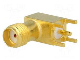 Socket | SMA | female | angled 90° | 50Ω | THT | on PCBs | delrin (POM)