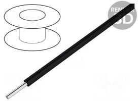 Wire | HookUp Wire Teflon | solid | Cu | 20AWG | black | PTFE | 600V | 30,5m