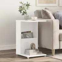 Šoninis stalas su ratu Balta 40 x 35 x 60 cm Apdirbta mediena