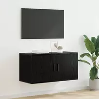 TV staliukas Sieninis televizoriaus kabinetas juoda ąžuolo 80 x 34.5 x 40 cm