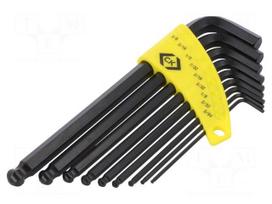 Key set | hexagon keys,spherical | Chrom-vanadium steel | Pcs: 9