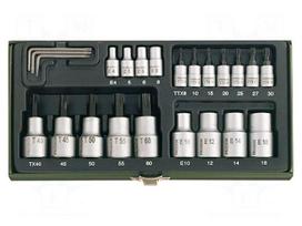 Key set | Torx® | Chrom-vanadium steel | Pcs: 23 | Mounting: 1/2",1/4"