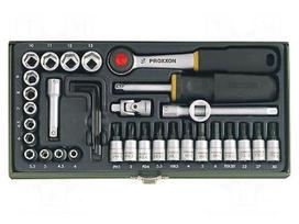 Key set | socket bits | Chrom-vanadium steel | Pcs: 36