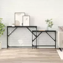 Konsolinis stalas 2 pcs Juodas ąžuolas 100 x 28 x 75 cm