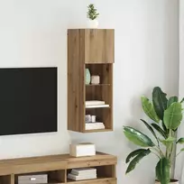 TV staliukas Sieninis televizoriaus stovas su LED Amatininkų ąžuolas