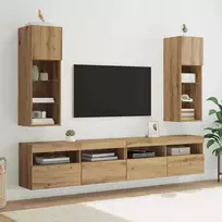 TV staliukas Sieniniai televizorių spintelės su LED 2 pcs Amatininkų ąžuolas