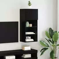 TV staliukas Sieninis televizoriaus stovas Juodas ąžuolas 40,5 x 30 x 90 cm