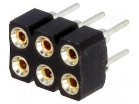 Socket | pin strips | female | PIN: 6 | turned contacts | straight | THT