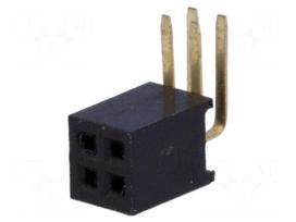Socket | pin strips | female | PIN: 4 | angled 90° | 1.27mm | THT | 2x2