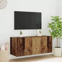 TV staliukas TV sieninė spintelė su LED Senovinis medis 100 x 35 x 41 cm