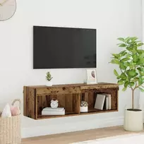TV staliukas TV spintelių komplektas su LED Senovinis medis 100 x 30 x 30 cm