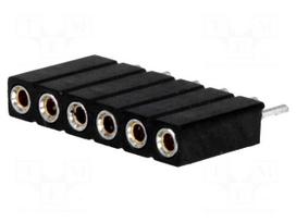 Socket | pin strips | female | PIN: 6 | turned contacts | straight | THT