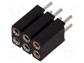 Socket | pin strips | female | PIN: 6 | turned contacts | straight | THT