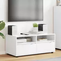TV staliukas Televizoriaus spintelė Aukštai blizganti balta 100 x 48 x 43 cm