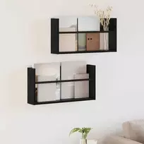 Žurnalų stovas su lentyna 2 pcs Juodas ąžuolas 60 x 12 x 30 cm