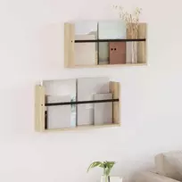 Žurnalų stovas su lentyna 2 pcs Sonoma ąžuolas 60 x 12 x 30 cm