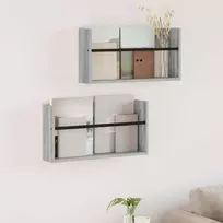 Žurnalų stovas su lentyna 2 pcs Pilkas Sonoma 60 x 12 x 30 cm