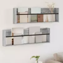 Žurnalų stovas su lentyna 2 pcs Pilkas Sonoma 100 x 12 x 30 cm