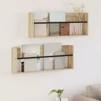 Žurnalų stovas su lentyna 2 pcs Sonoma ąžuolas 80 x 12 x 30 cm