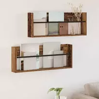 Žurnalų stovas su lentyna 2 pcs Senas medis 80 x 12 x 30 cm