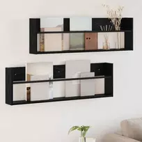 Žurnalų stovas su lentyna 2 pcs Juodas ąžuolas 100 x 12 x 30 cm