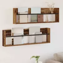 Žurnalų stovas su lentyna 2 pcs Senas medis 100 x 12 x 30 cm