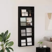 Žurnalų stovas su lentyna 2 pcs Juodas ąžuolas 60 x 12 x 70 cm