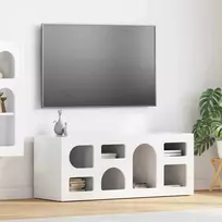 TV staliukas Televizoriaus spintelė Aukštai blizganti balta 100 x 35 x 40 cm