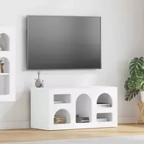 TV staliukas Televizoriaus spintelė Aukštai blizganti balta 80 x 35 x 40 cm