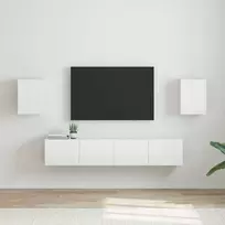 TV staliukas TV sieninė spintelė 2 pcs Blizgus baltas 30 x 31 x 40 cm
