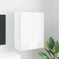 TV staliukas TV sieninė spintelė Aukštai blizganti balta 59,5 x 31 x 80 cm
