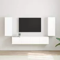 TV staliukas TV sieninė spintelė 2 pcs Blizgus baltas 30 x 31 x 80 cm