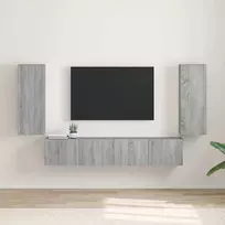 TV staliukas TV sieninė spintelė 2 pcs Pilkas Sonoma 30 x 31 x 80 cm