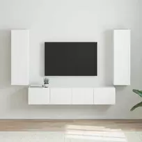 TV staliukas TV sieninė spintelė 2 pcs Blizgus baltas 30 x 31 x 100 cm