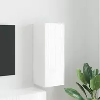 TV staliukas TV sieninė spintelė Blizgus baltas 30 x 31 x 80 cm