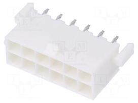 Socket | wire-board | male | Mini-Fit Jr | 4.2mm | PIN: 12 | THT | PCB snap