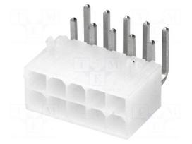 Socket | wire-board | male | Mini-Fit Jr | 4.2mm | PIN: 10 | THT | PCB snap