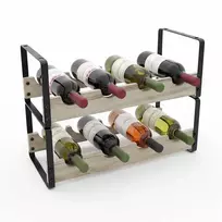 Relaxdays Vyno lentyna, 29x39,5x17,5 cm, juoda, mediena ir metalas