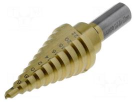 Drill bit | for thin tinware | Ø: 4÷22mm | 3/8" (10mm) | Steps: 10