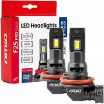LED žibintų lemputės F25 PRO Juodas FULL CANBUS H8 H9 H11 H16 68W 12V 24V AMIO-04721