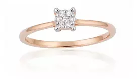 Auksinis žiedas su brangakmeniais. Metalas: Raudonas Auksas. Praba: 585°. Akmuo: Briliantai - 16 - 1.29 g. - Briliantai (0,075Ct)