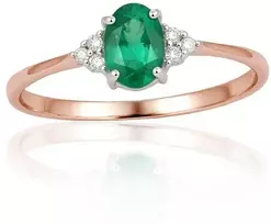 Auksinis žiedas su brangakmeniais. Metalas: Raudonas Auksas. Praba: 585°. Akmuo: Briliantai , Smaragdas - 17 - 1.04 g. - Briliantai (0,039Ct), Smaragdas (0,4Ct)
