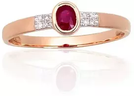 Auksinis žiedas - 17 - 1.2 g. - Briliantai (0,024Ct), Rubinas (0,268Ct)
