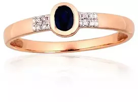 Auksinis žiedas - 16 - 1.08 g. - Briliantai (0,024Ct), Safyras (0,231Ct)