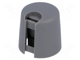 Knob | with pointer | plastic | Øshaft: 6mm | Ø16x16mm | grey | push-in