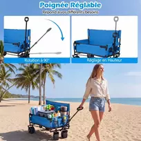Promotions Sulankstomas paplūdimio vežimėlis 96x59x75-106 cm mėlynas